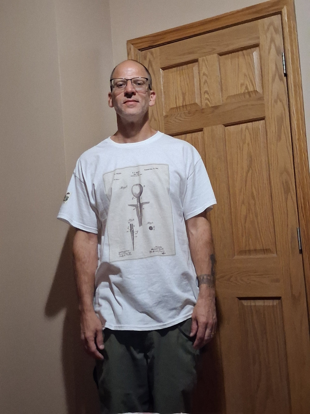 Vintage Golf Tee Patent Illustration Shirt: Sepia Tone, Cotton Crew Neck