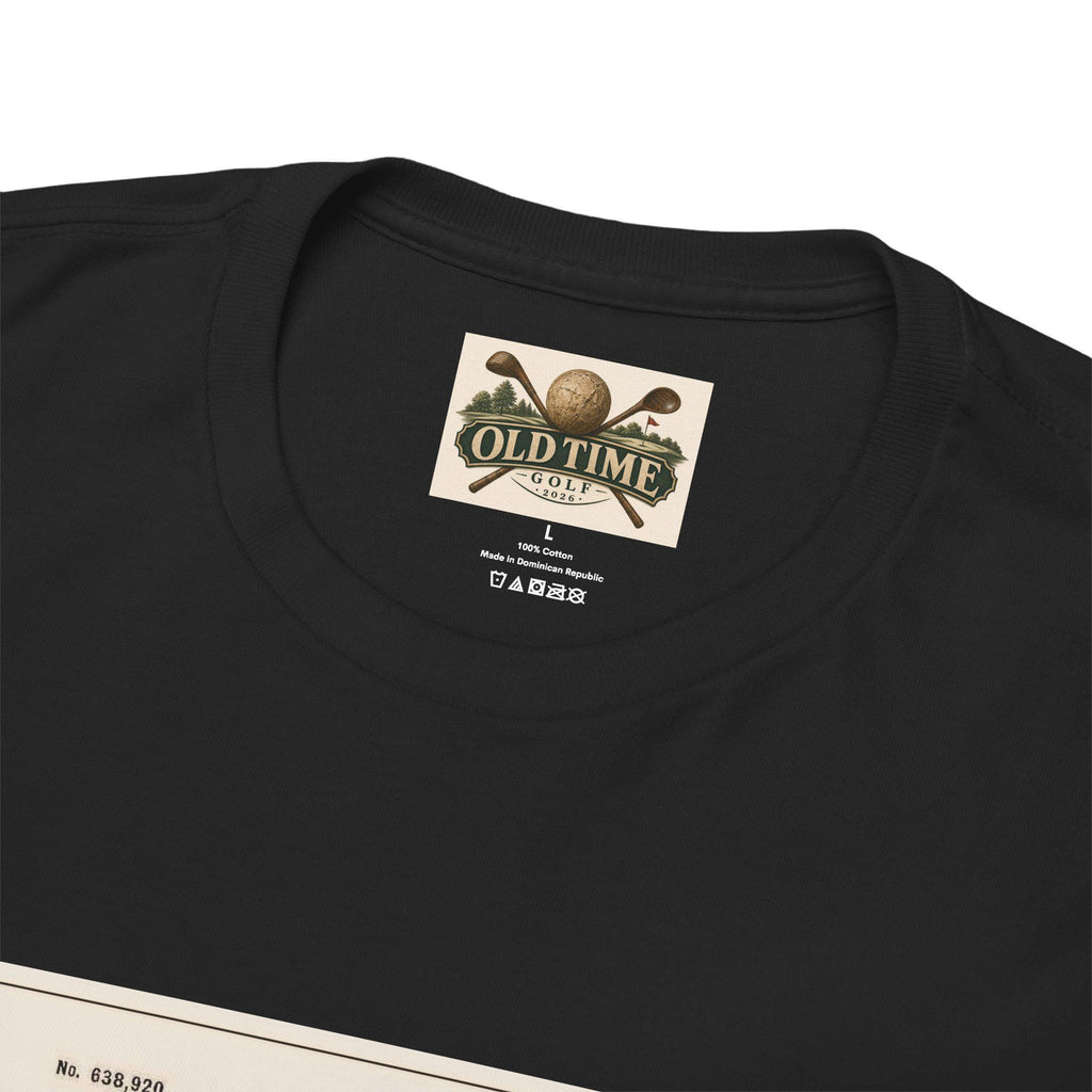 Vintage Golf Tee Patent Illustration Shirt: Sepia Tone, Cotton Crew Neck