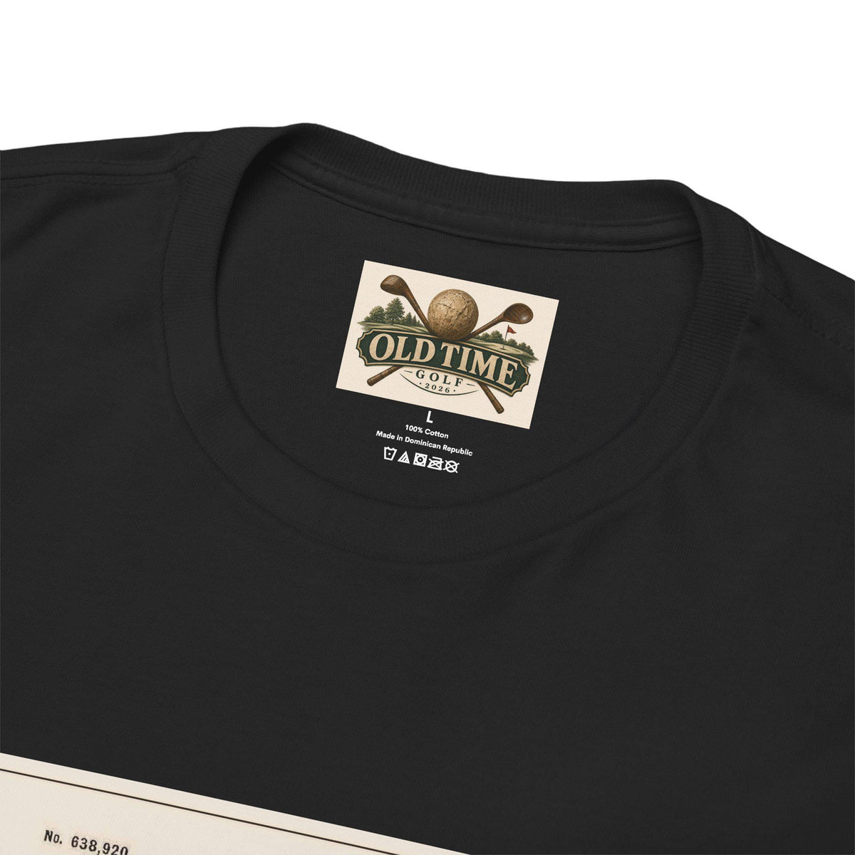 Vintage Golf Tee Patent Illustration Shirt: Sepia Tone, Cotton Crew Neck