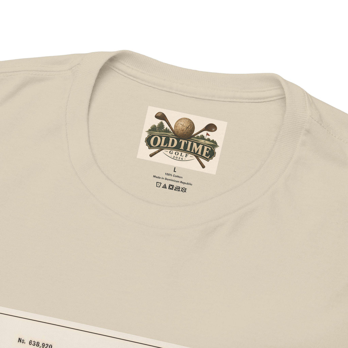Vintage Golf Tee Patent Illustration Shirt: Sepia Tone, Cotton Crew Neck